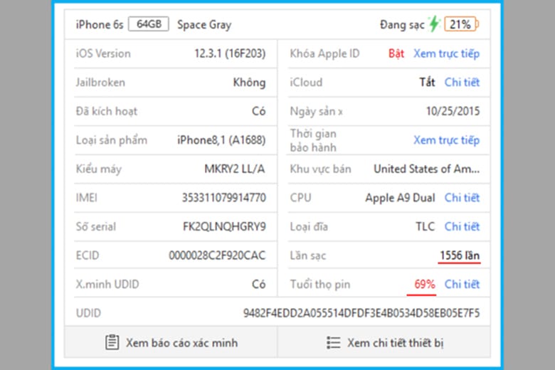 Cách kiểm tra số lần sạc iphone khi mua điện thoại cũ