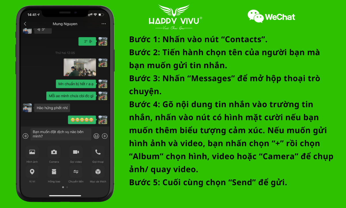 Cách gửi ảnh, video trong wechat