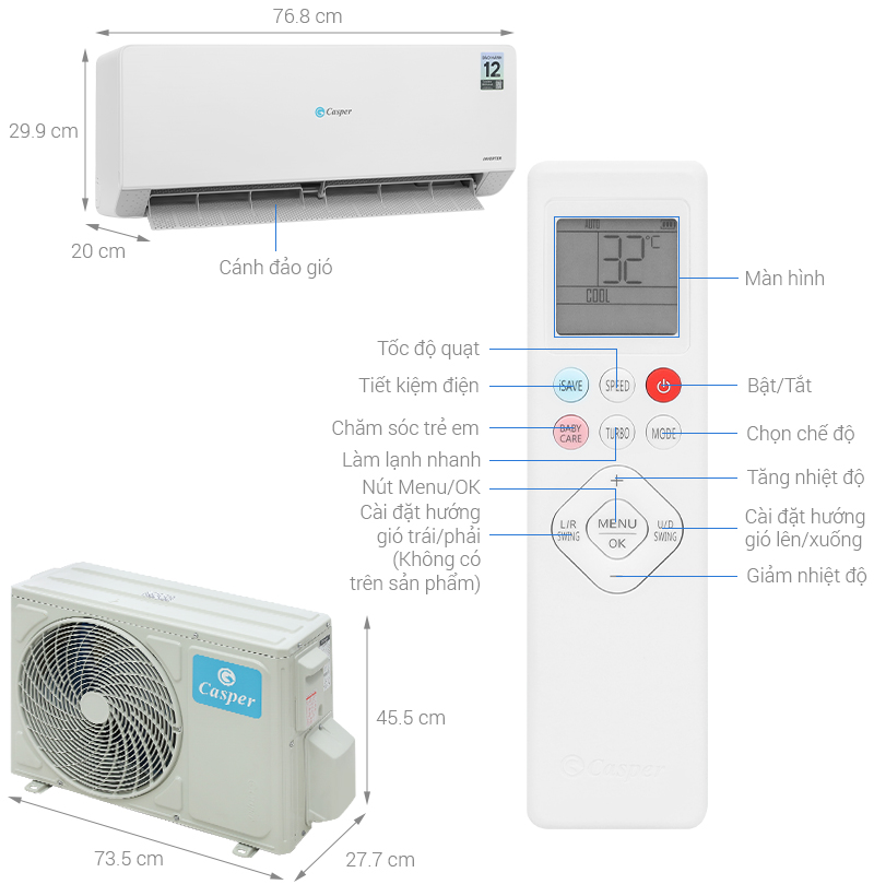 Lợi ích khi sử dụng máy lạnh Casper inverter 1.5 hp qc-12is36