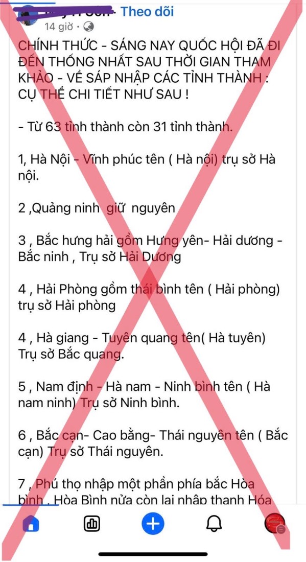 Danh sách sáp nhập các tỉnh, thành lan truyền trên mạng xã hội là thông tin sai sự thật- Ảnh 1.